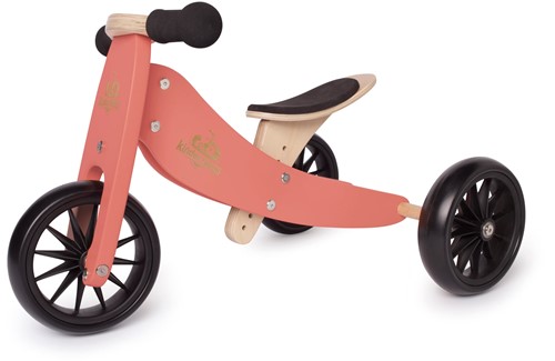 Kinderfeets Vélo d'équilibre en bois 2-en-1 et tricycle à partir de 1 an Tiny Tot - Corail