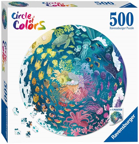 Ravensburger Casse-tête 500 pièces Casse-tête rond - Cercle de couleurs - Océan/Sous-marin