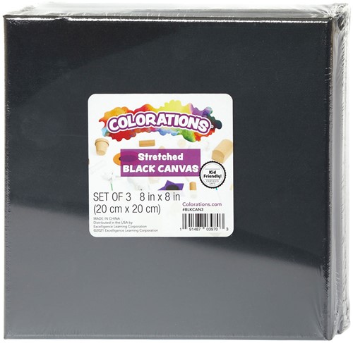 Colorations - Canvas Zwart 20x20cm, Set van 3