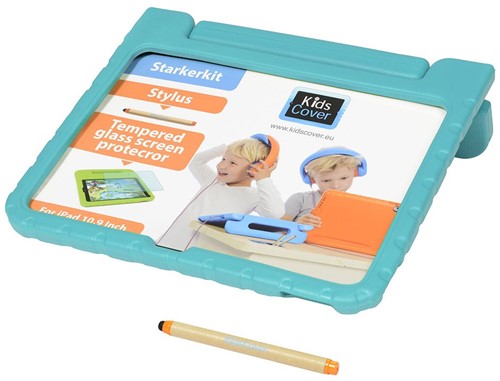 KidsCover iPad 10.9 kids sleeve green set - INCLUANT stylet et protection d'écran en verre - housse de tablette pour enfants - kidsproof